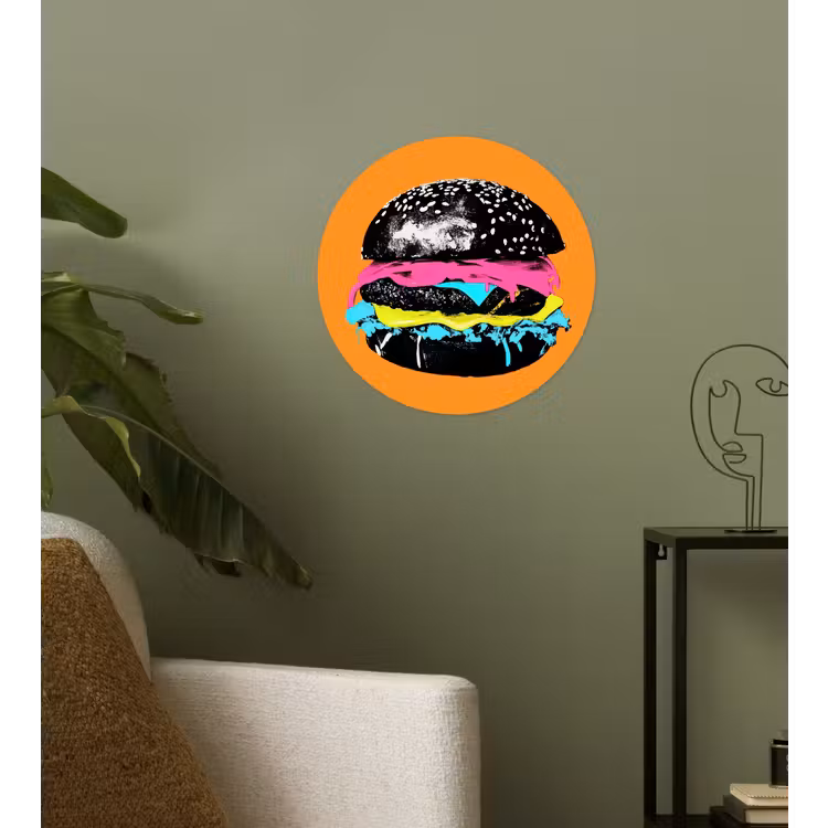 Behangcirkel - Hamburger - Oranje - Neon - popart — 3