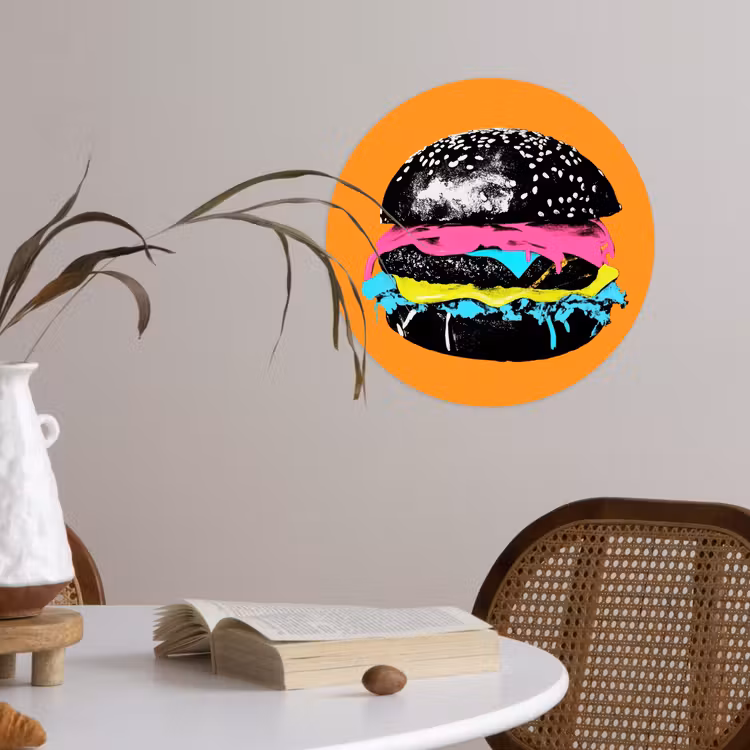 Behangcirkel - Hamburger - Oranje - Neon - popart — 4