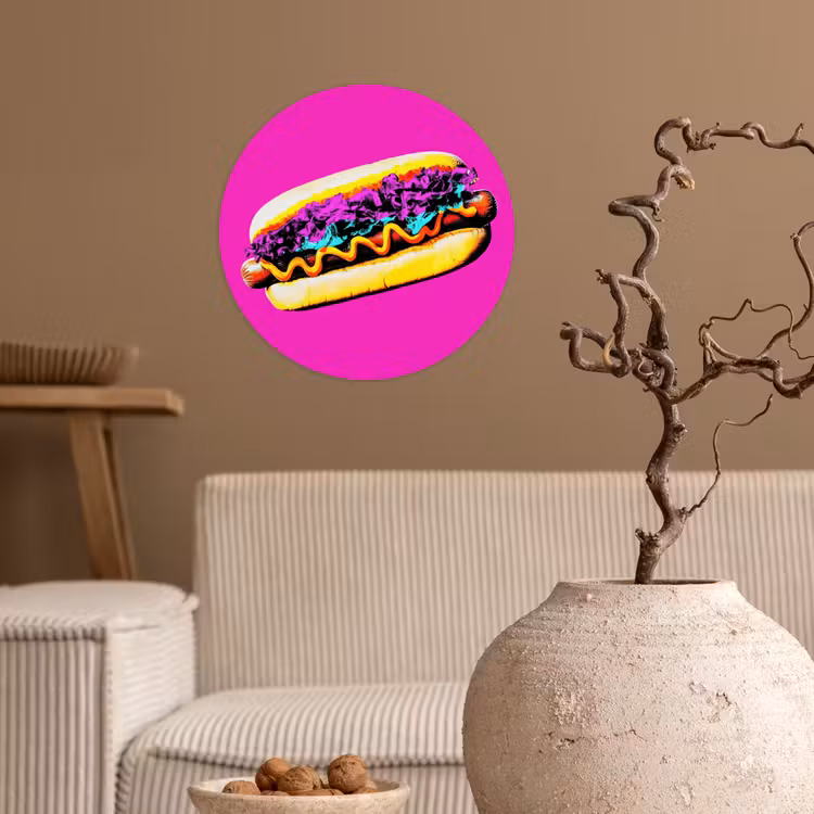 Behangcirkel - Hotdog - Roze - Retro — 2