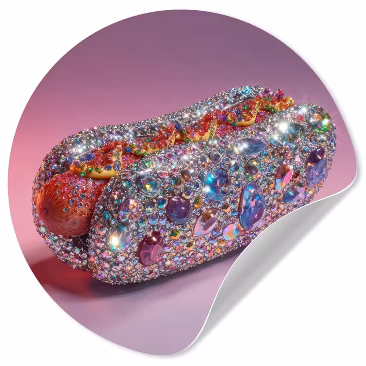 Behangcirkel - Hotdog - Steentjes - Glitters - Paars — 1