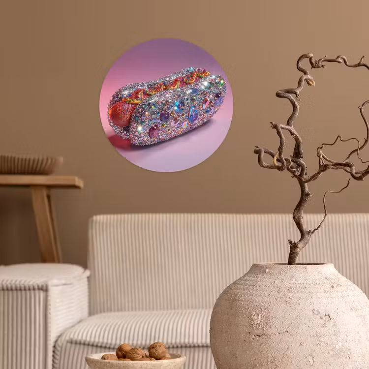 Behangcirkel - Hotdog - Steentjes - Glitters - Paars — 2
