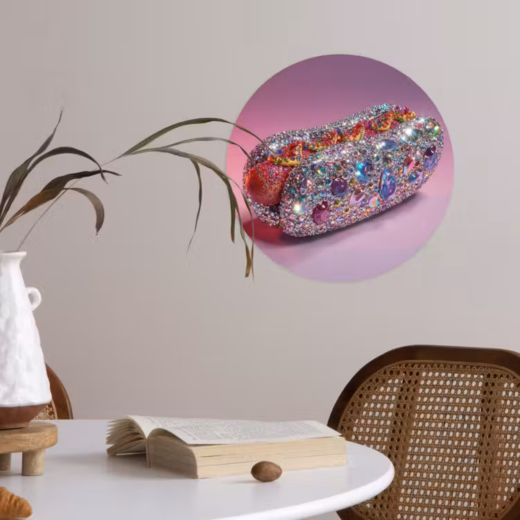 Behangcirkel - Hotdog - Steentjes - Glitters - Paars — 4
