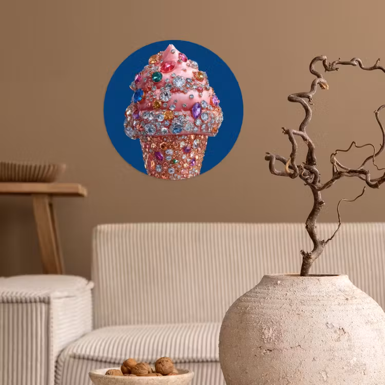 Behangcirkel - Ijsje - Hoorntje - Steentjes - Blauw — 2