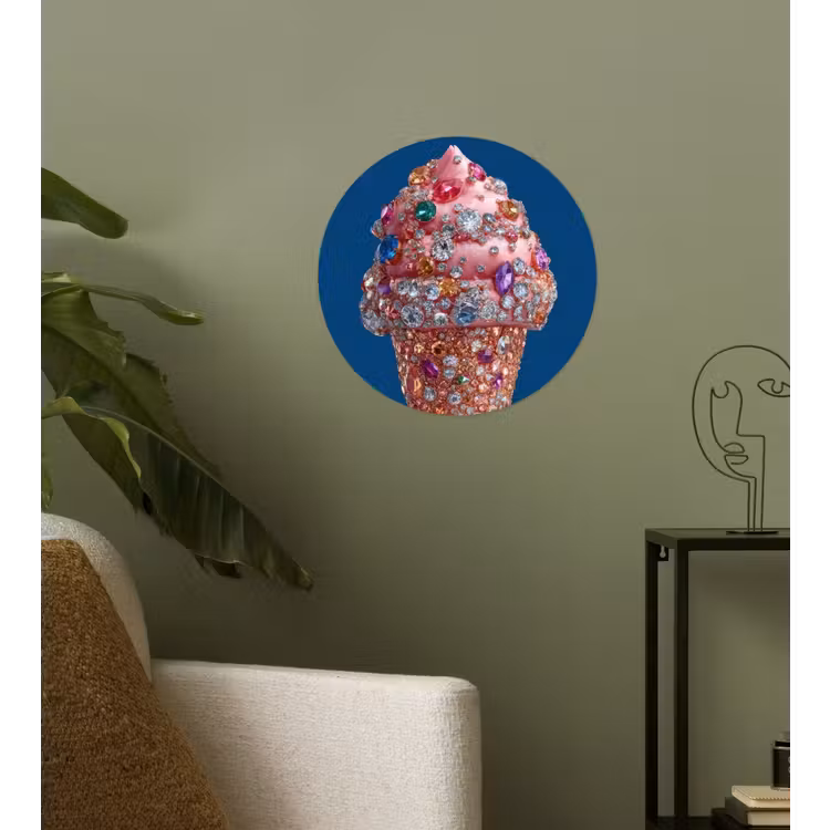 Behangcirkel - Ijsje - Hoorntje - Steentjes - Blauw — 3