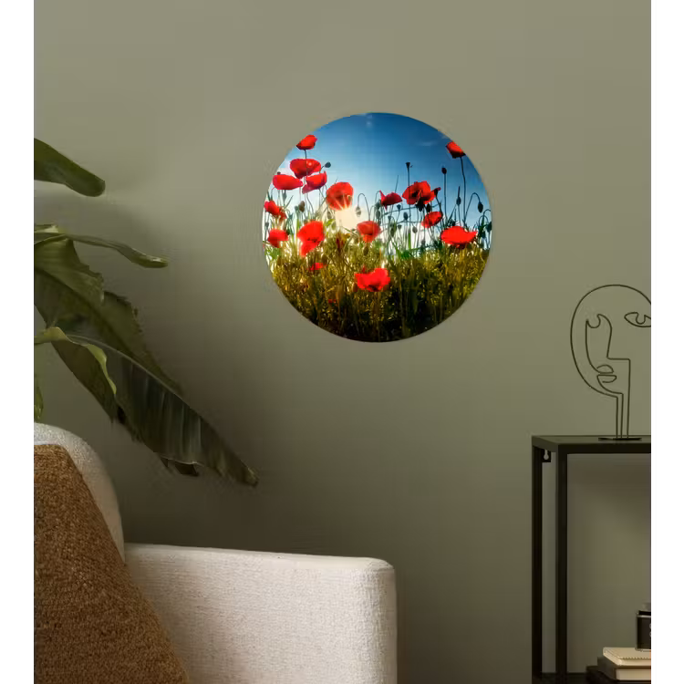 Behangcirkel - Klaprozen - Toscane - Zon - Rood - Blauw — 3