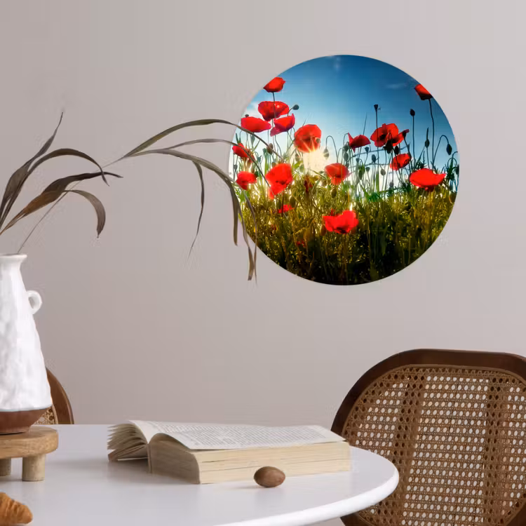 Behangcirkel - Klaprozen - Toscane - Zon - Rood - Blauw — 4