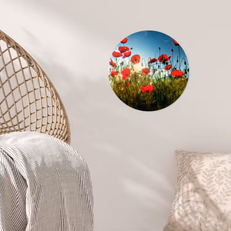 Behangcirkel - Klaprozen - Toscane - Zon - Rood - Blauw — 5