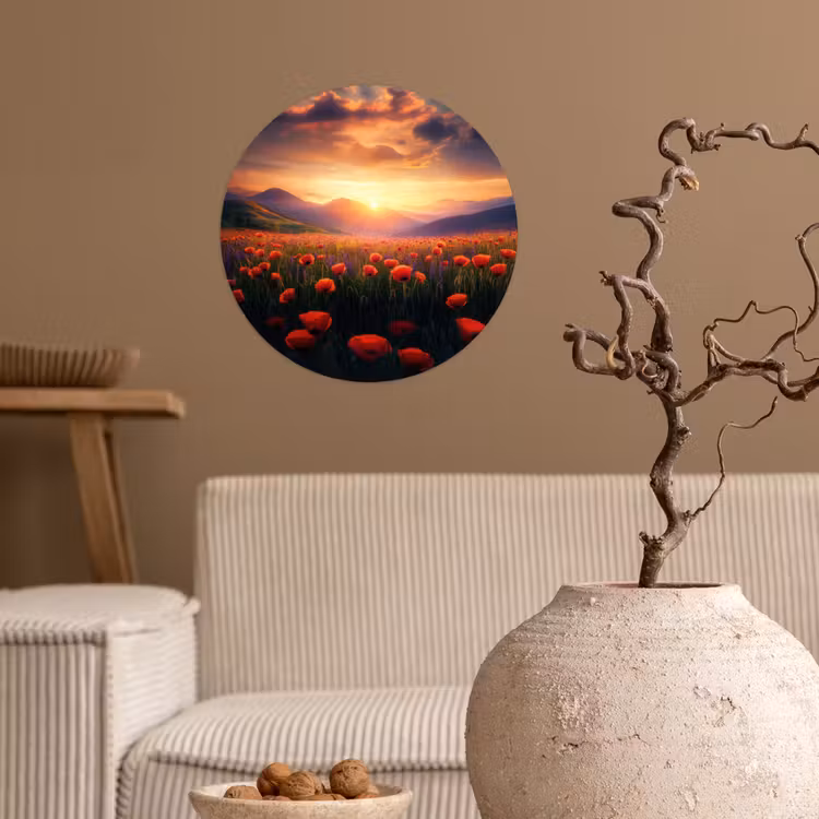Behangcirkel - Landschap - Zonsondergang - Bloemenveld — 2