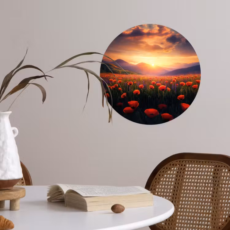 Behangcirkel - Landschap - Zonsondergang - Bloemenveld — 4