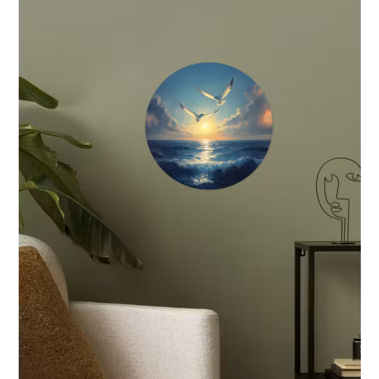 Behangcirkel - Meeuwen - Zee - Wolken -Blauw — 3