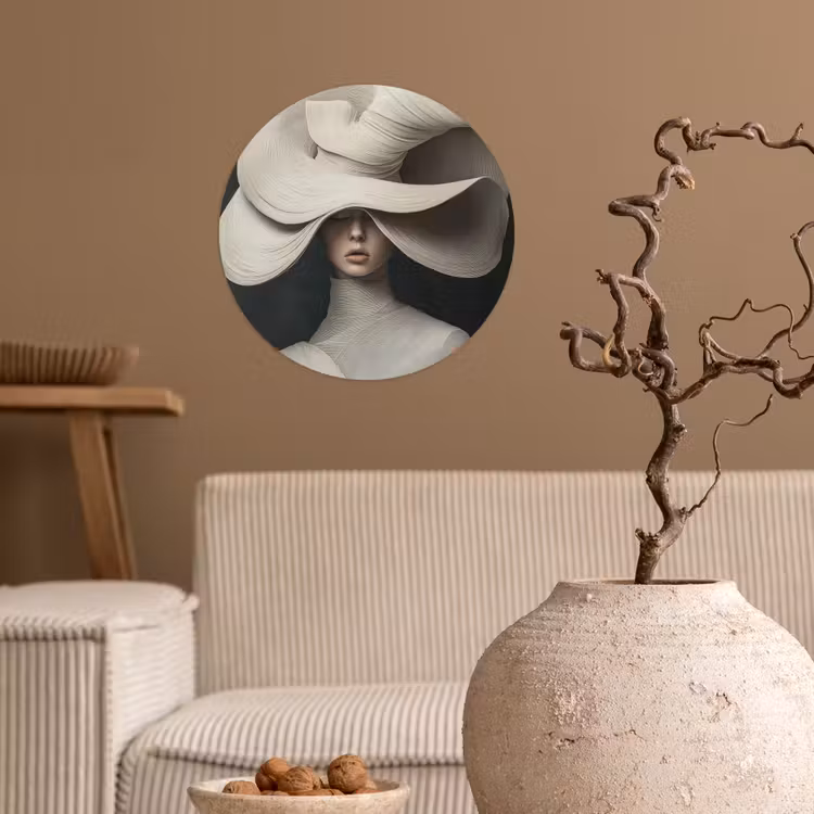 Behangcirkel - Modern - Vrouw - Hoed — 2