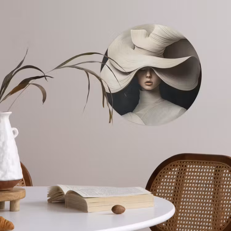 Behangcirkel - Modern - Vrouw - Hoed — 4