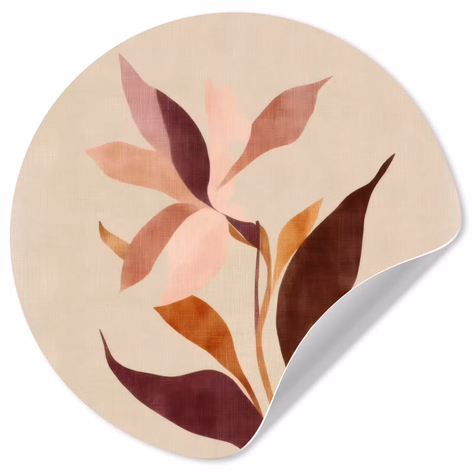 Behangcirkel - Bloemen - Blaadjes - Minimalistisch - Roze — 1
