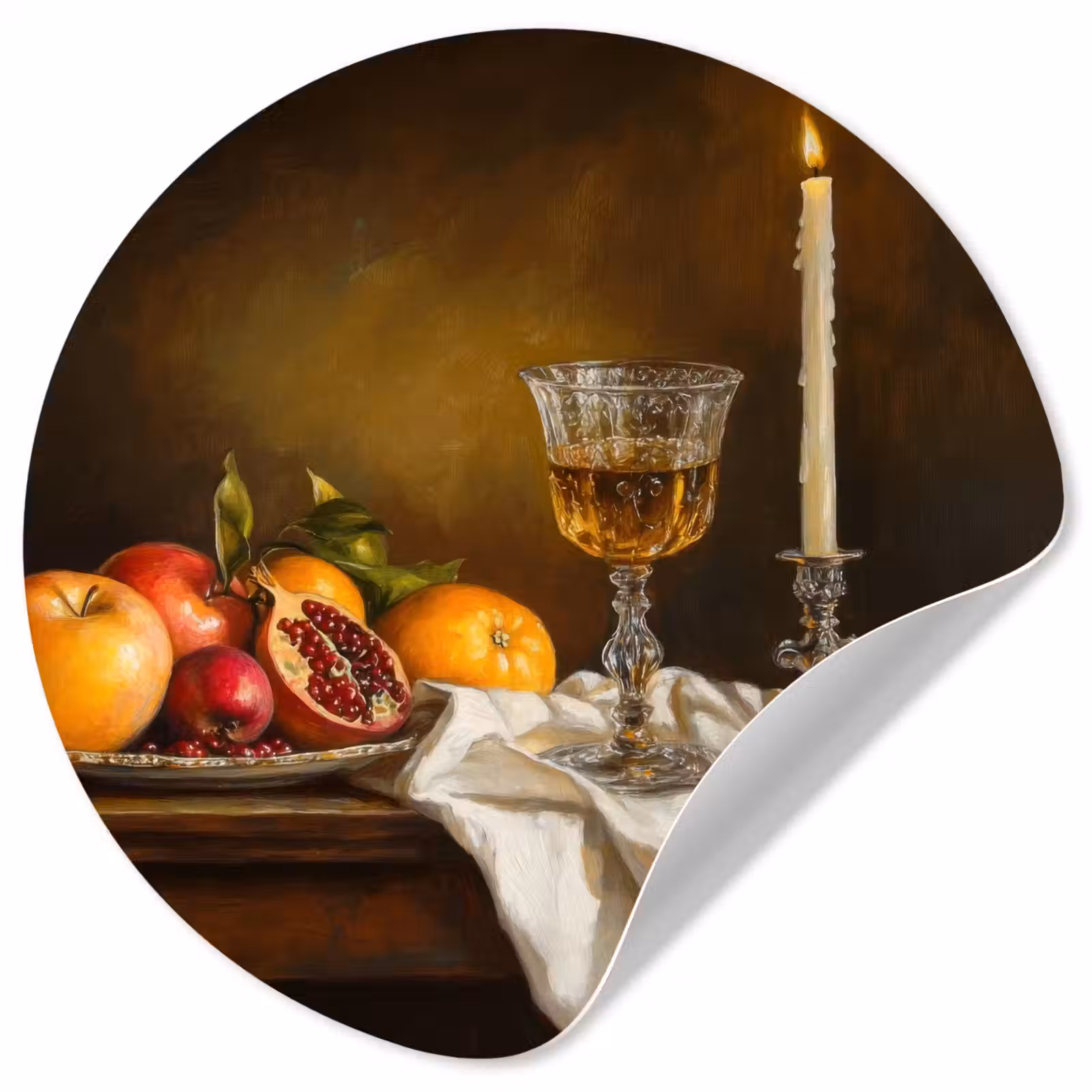 Behangcirkel - Fruit - Stilleven - Wijn - Kaars — 1