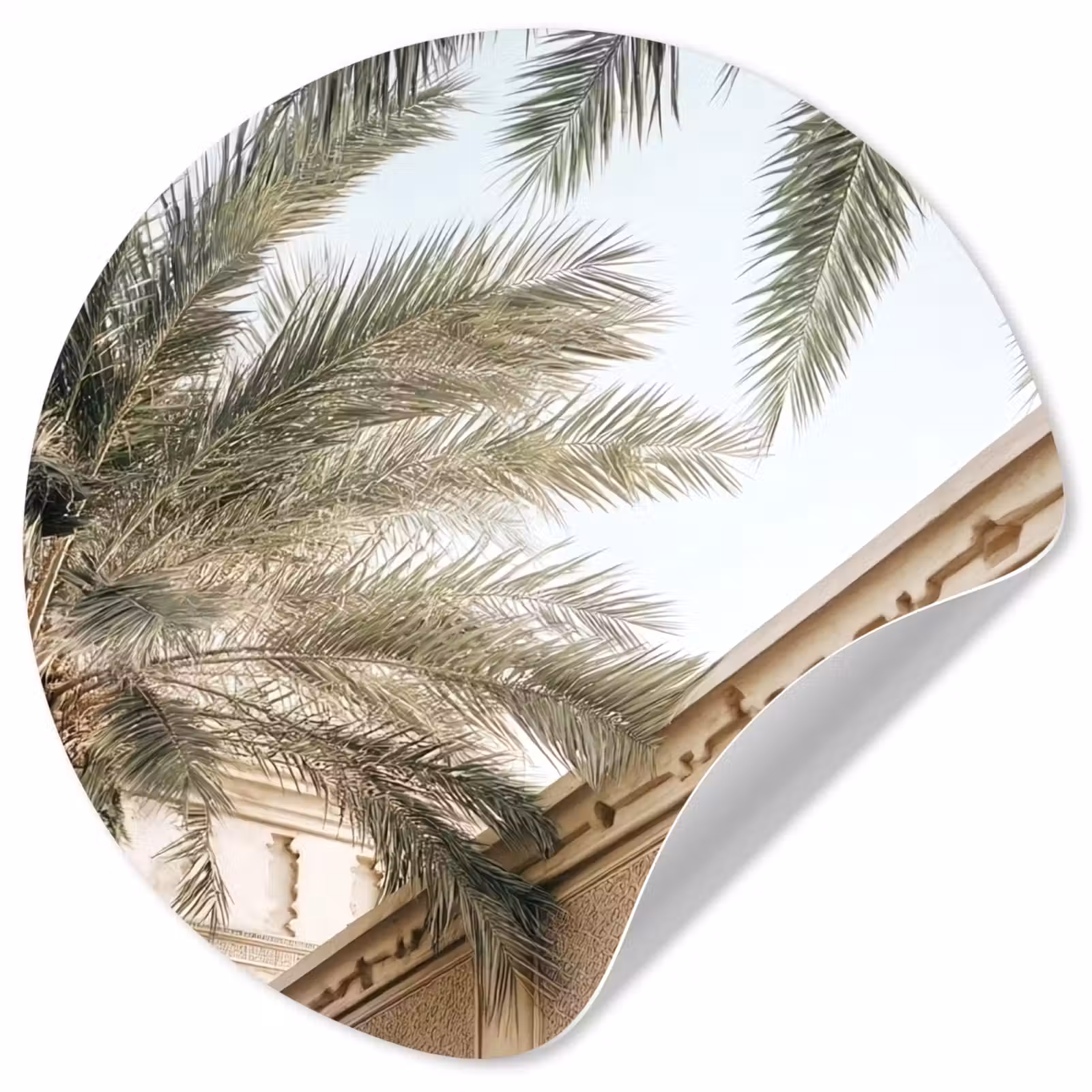 Behangcirkel - Gebouw - Palmbomen - Beige - Zon — 1