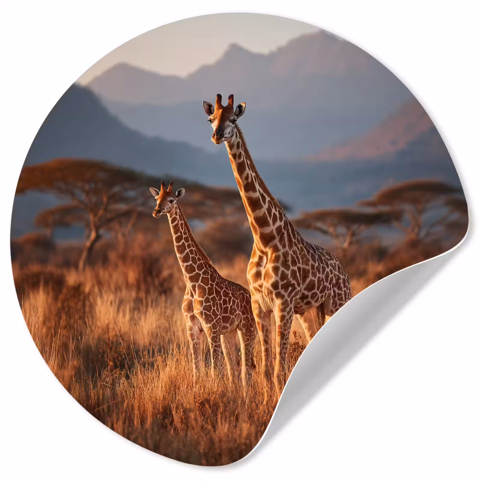 Behangcirkel - Giraffen - Hoog gras - Acaciabomen — 1