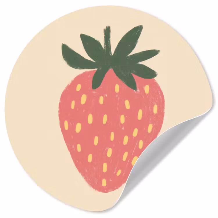 Behangcirkel - Aardbei - Minimalistisch - Rood - Fruit — 1