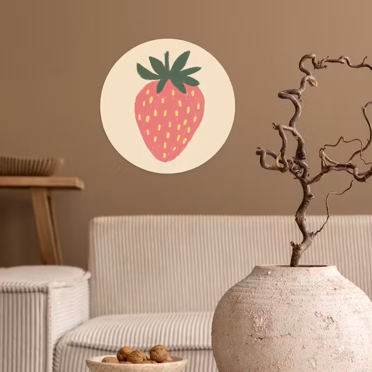 Behangcirkel - Aardbei - Minimalistisch - Rood - Fruit — 2