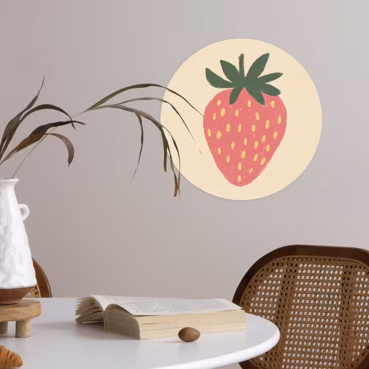 Behangcirkel - Aardbei - Minimalistisch - Rood - Fruit — 4