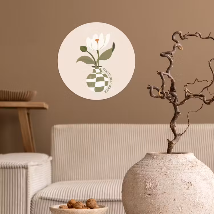 Behangcirkel - Bloem - Wit - Vaas - Quote — 2