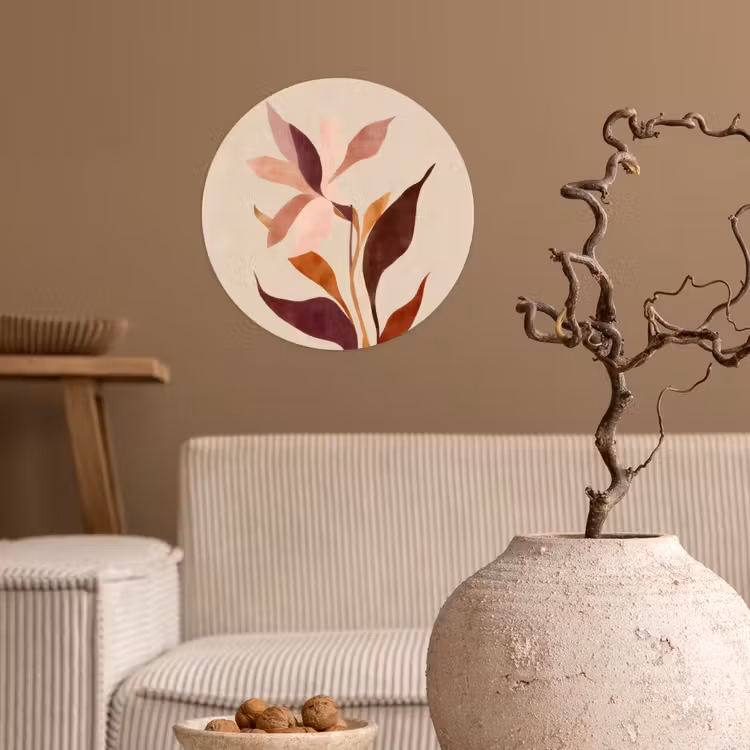 Behangcirkel - Bloemen - Blaadjes - Minimalistisch - Roze — 2