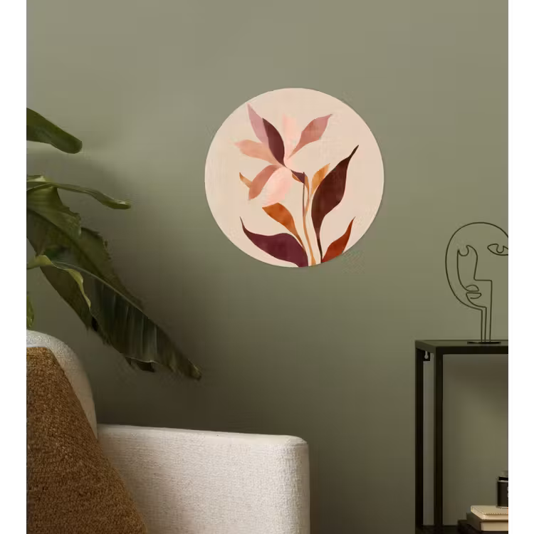 Behangcirkel - Bloemen - Blaadjes - Minimalistisch - Roze — 3