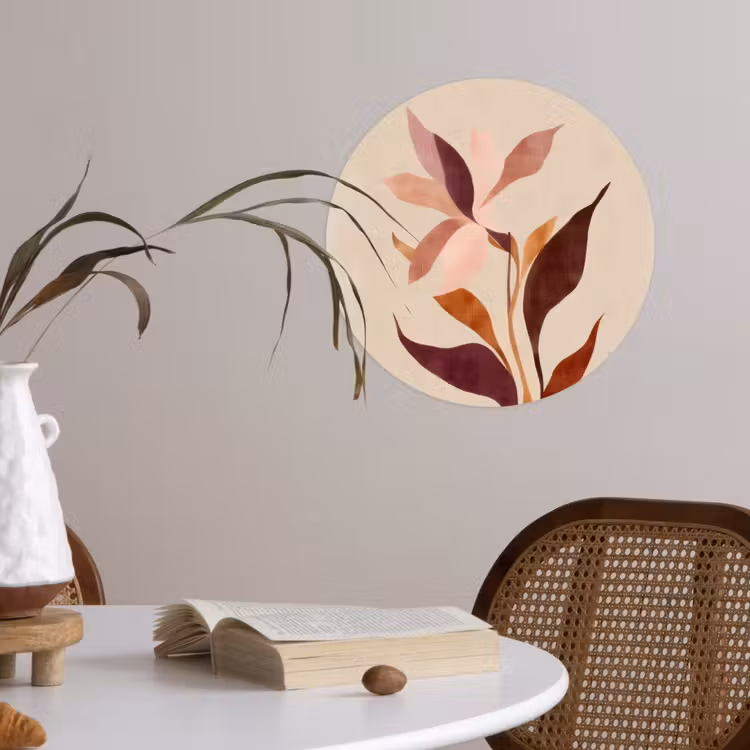 Behangcirkel - Bloemen - Blaadjes - Minimalistisch - Roze — 4