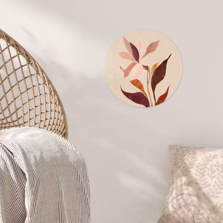 Behangcirkel - Bloemen - Blaadjes - Minimalistisch - Roze — 5