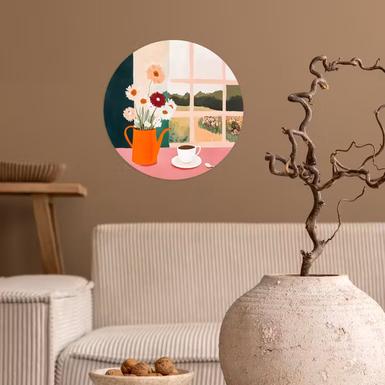 Behangcirkel - Bloemen - Koffie - Raam — 2