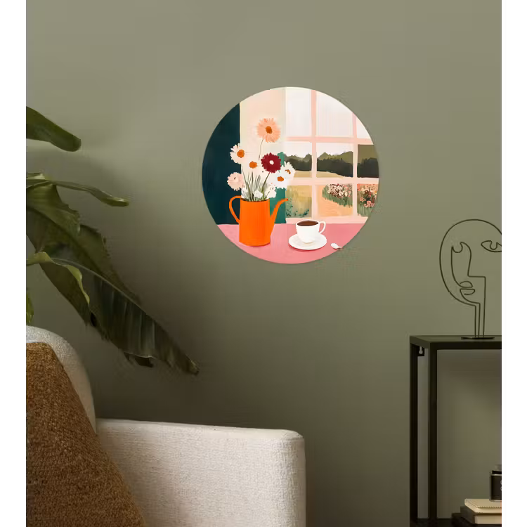 Behangcirkel - Bloemen - Koffie - Raam — 3