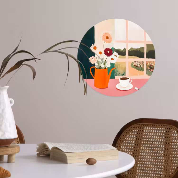 Behangcirkel - Bloemen - Koffie - Raam — 4