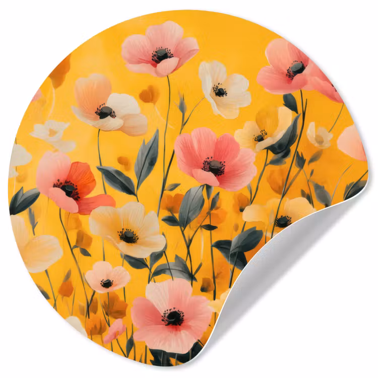 Behangcirkel - Bloemen - Veld - Geel — 1