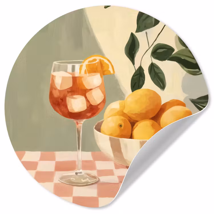 Behangcirkel - Citroenen - Glas - Tafelkleed - Geblokt — 1