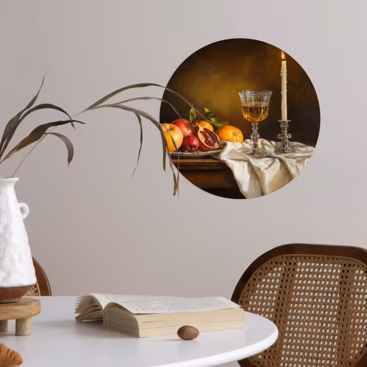 Behangcirkel - Fruit - Stilleven - Wijn - Kaars — 4