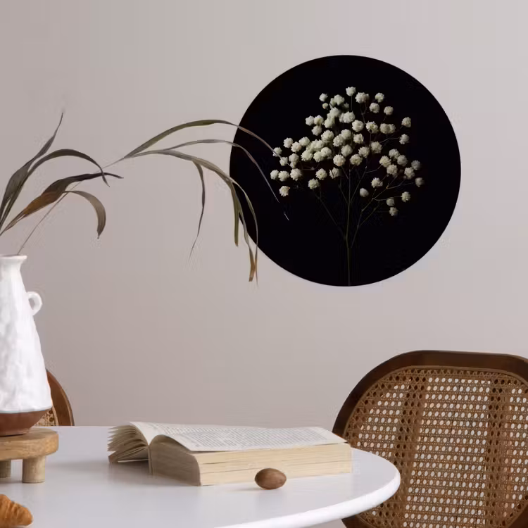 Behangcirkel - Gipskruid - Bloemetjes - Wit - Minimalistisch — 4