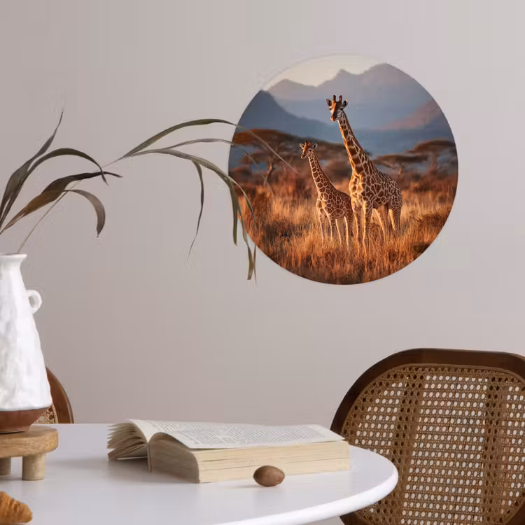 Behangcirkel - Giraffen - Hoog gras - Acaciabomen — 4