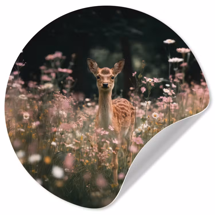 Behangcirkel - Hert - Wilde bloemen - Bos — 1