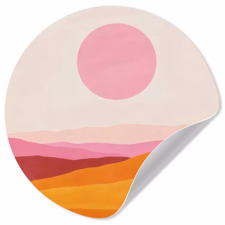 Behangcirkel - Heuvels - Oranje - Zon - Abstract — 1