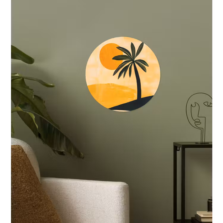 Behangcirkel - Illustratie - Palmboom - Zon - Heuvels — 3