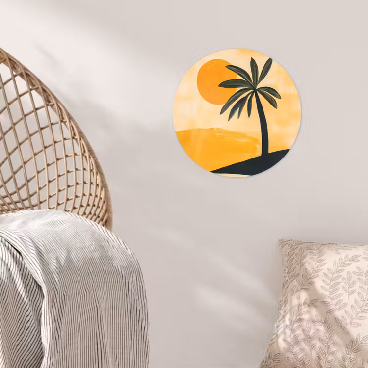 Behangcirkel - Illustratie - Palmboom - Zon - Heuvels — 5
