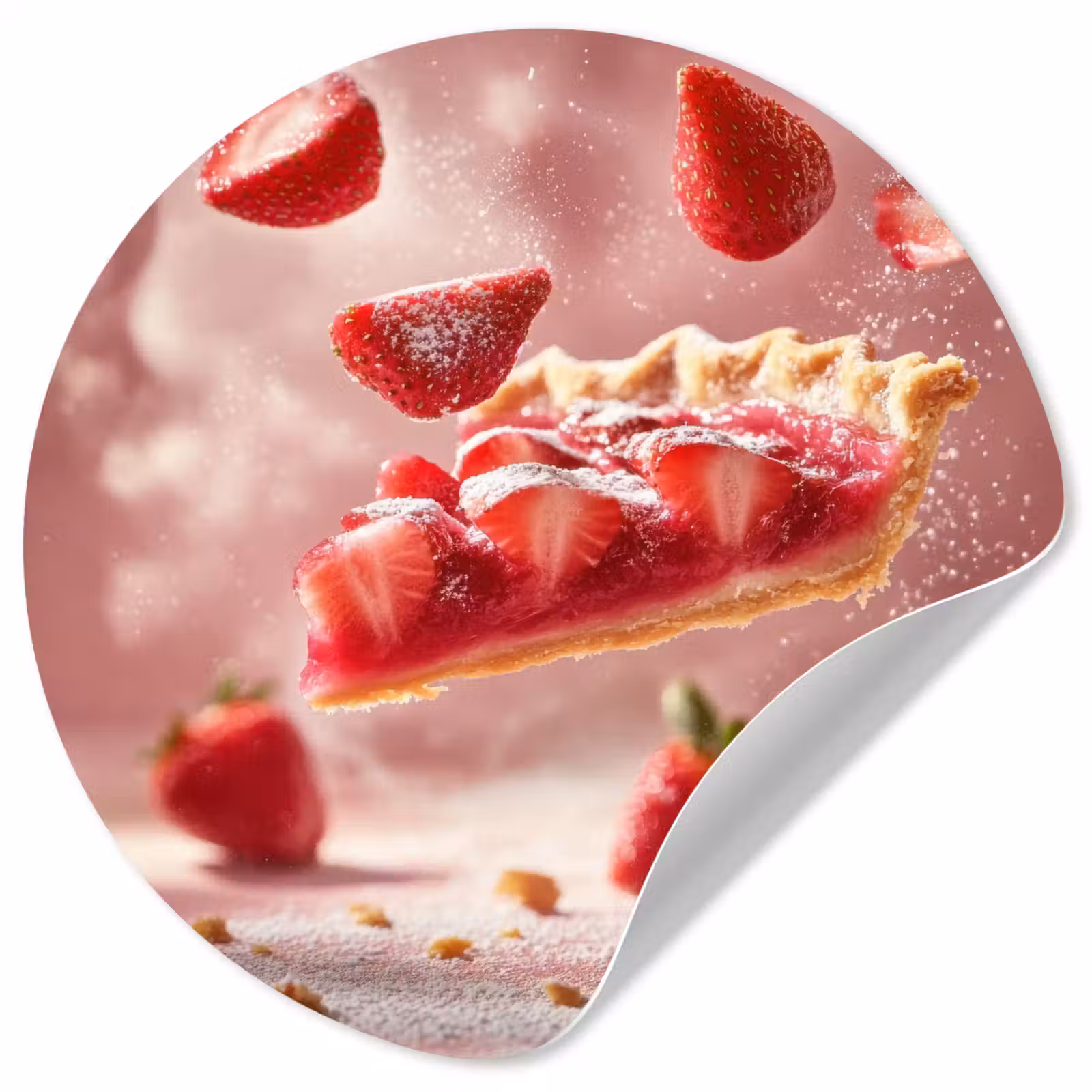 Behangcirkel - Aardbei - Taart- Eten - Roze — 1