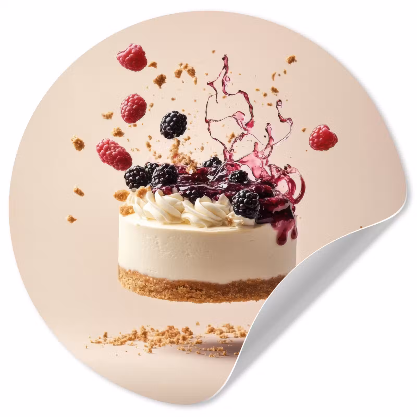 Behangcirkel - Cheesecake - Eten - Roze - Taart — 1