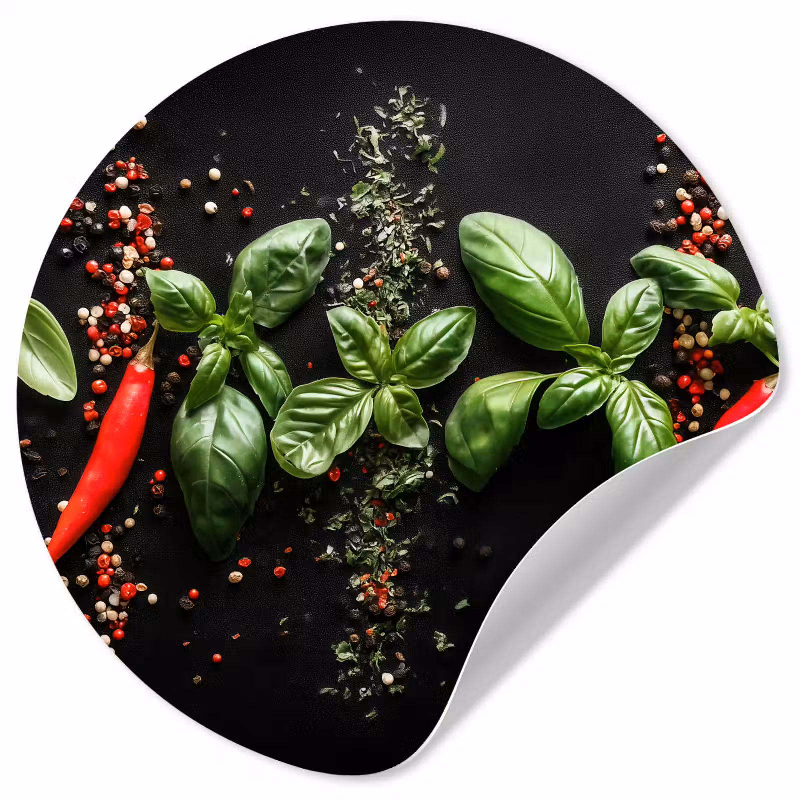Behangcirkel - Chilipepers - Basilicum - Blaadjes - Rood — 1
