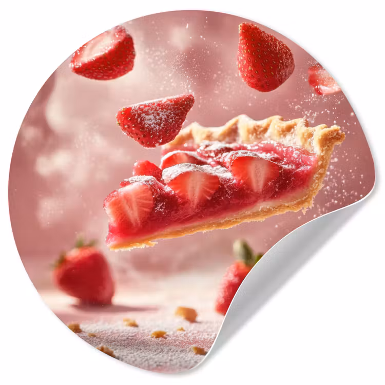 Behangcirkel - Aardbei - Taart- Eten - Roze — 1