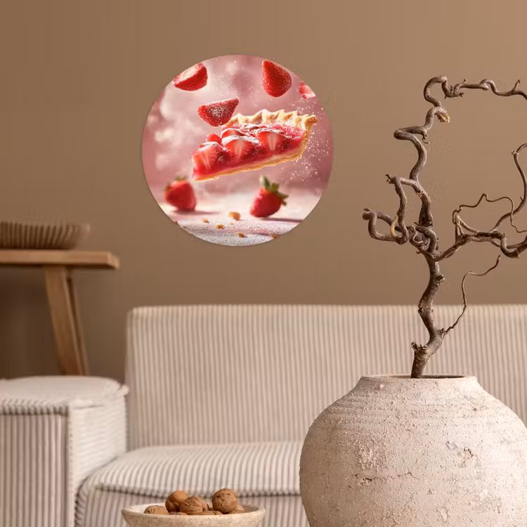 Behangcirkel - Aardbei - Taart- Eten - Roze — 2