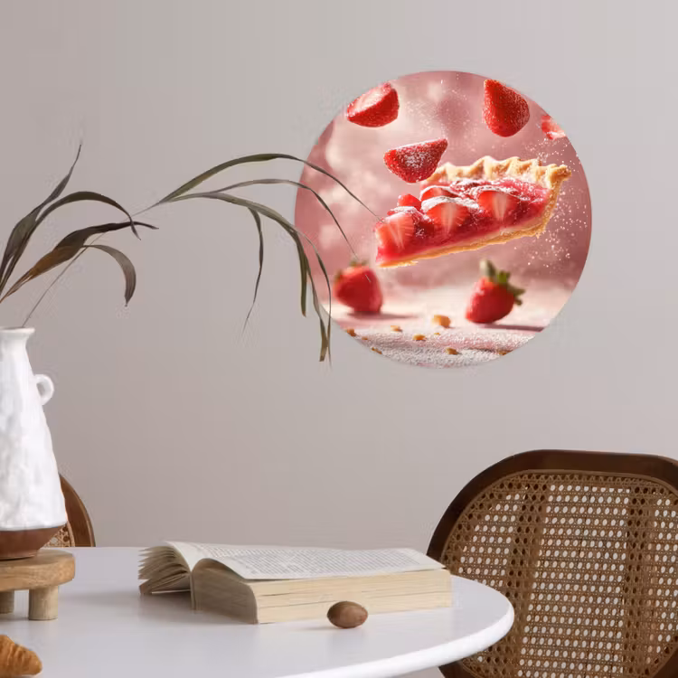 Behangcirkel - Aardbei - Taart- Eten - Roze — 4