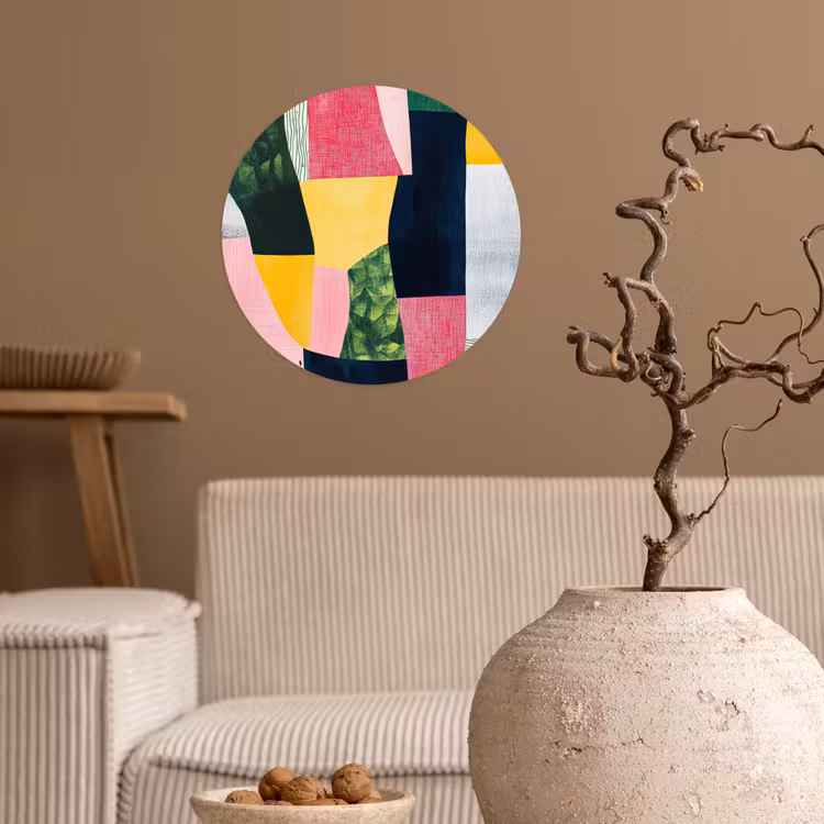Behangcirkel - Abstract - Roze - Lappen - Vormen - Geel — 2