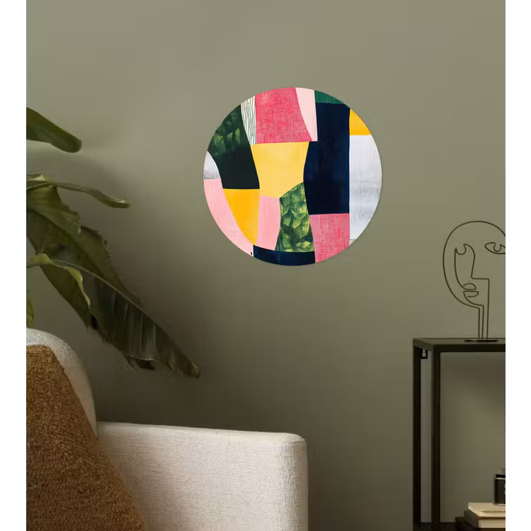 Behangcirkel - Abstract - Roze - Lappen - Vormen - Geel — 3
