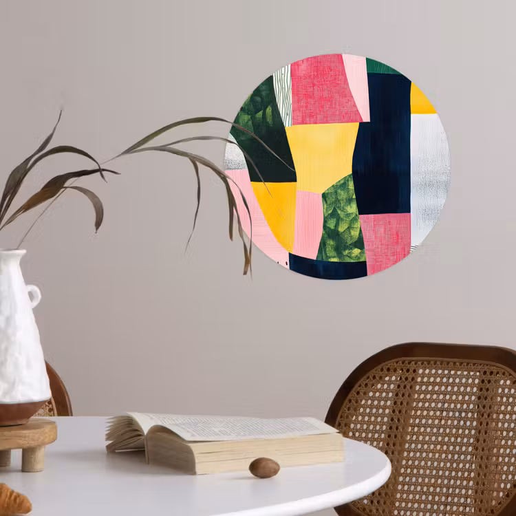 Behangcirkel - Abstract - Roze - Lappen - Vormen - Geel — 4