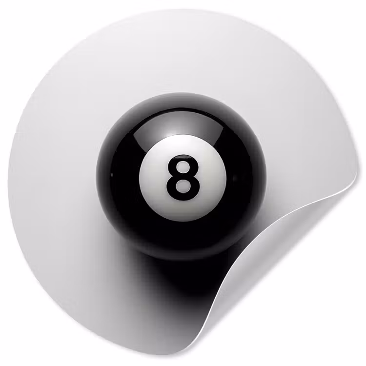 Behangcirkel - Biljartbal - Getal - Acht - Wit — 1